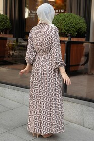 Brown Hijab Dress 10316KH - 4