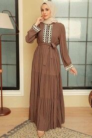 Brown Hijab Dress 10369KH - 1