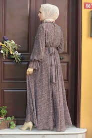Brown Hijab Dress 1423KH - 2