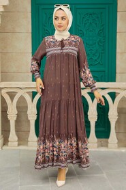 Brown Hijab Dress 21752KH - 2