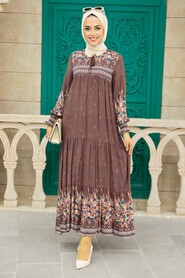 Brown Hijab Dress 21752KH - 1