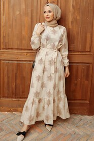 Brown Hijab Dress 23121KH - 2