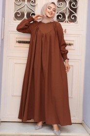 Brown Hijab Dress 23211KH - 1