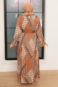 Brown Hijab Dress 23402KH - 3