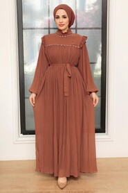 Brown Hijab Dress 24510KH - 1