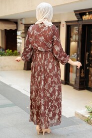 Brown Hijab Dress 2483KH - 3