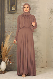 Brown Hijab Dress 27281KH 