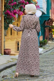 Brown Hijab Dress 2963KH - 2