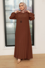 Brown Hijab Dress 30280KH - NEVA STYLE