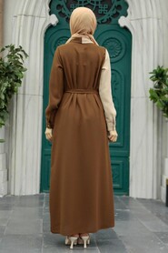 Brown Hijab Dress 3437KH - 2