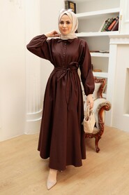 Brown Hijab Dress 50091KH - 3