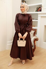 Brown Hijab Dress 50091KH - 4