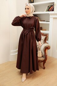 Brown Hijab Dress 50091KH - 2
