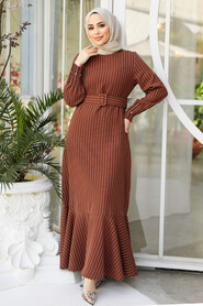 Brown Hijab Dress 51911KH - 1