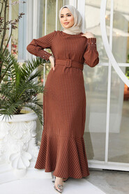 Brown Hijab Dress 51911KH - 3
