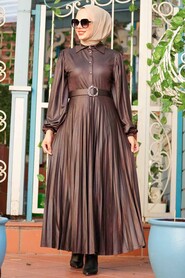 Brown Hijab Dress 7630KH - 2