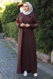 Brown Hijab Dual Suit Dress 2200KH - 3