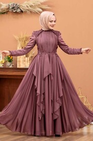  Luxury Brown Muslim Long Sleeve Dress 21850KH - 2