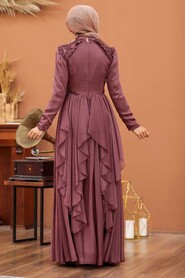  Luxury Brown Muslim Long Sleeve Dress 21850KH - 3