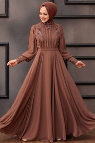  Luxury Brown Modest Islamic Clothing Prom Dress 25781KH - 2