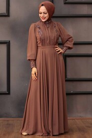 Luxury Brown Modest Islamic Clothing Prom Dress 25781KH - 1