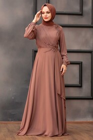  Long Brown Muslim Wedding Dress 25791KH - 1