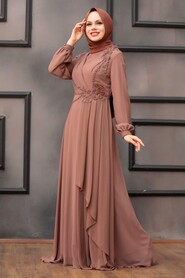  Long Brown Muslim Wedding Dress 25791KH - 2