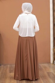 Brown Hijab Evening Dress 2870KH - 3