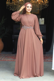  Stylish Brown Islamic Evening Gown 3435KH - 3