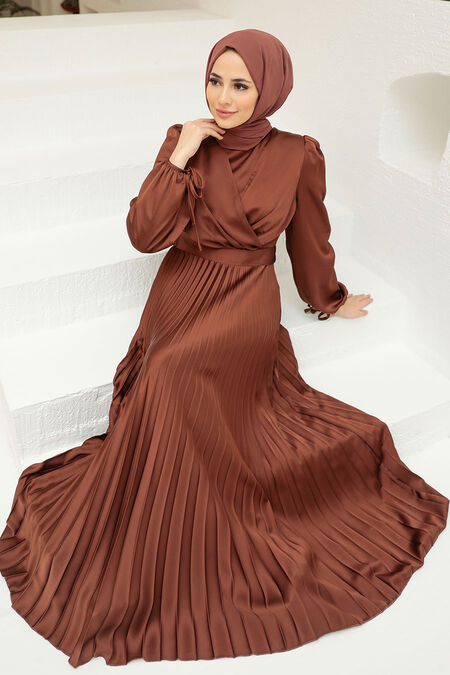  Elegant Brown Islamic Clothing Wedding Dress 3452KH - NEVA STYLE