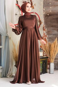  Elegant Brown Islamic Clothing Evening Gown 5215KH - 1