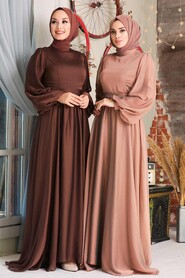  Elegant Brown Islamic Clothing Evening Gown 5215KH - 2