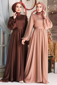  Elegant Brown Islamic Clothing Evening Gown 5215KH - 3