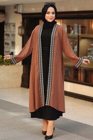 Brown Hijab Kimono 10373KH - 2