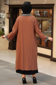 Brown Hijab Kimono 10373KH - 4