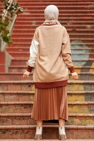 Brown Hijab Knitwear Cardigan 7832KH - 3