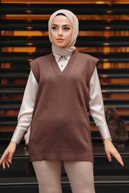 Brown Hijab Knitwear Sweater 25321KH - 1