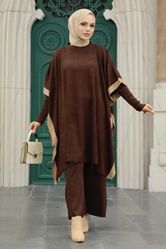 Brown Hijab Knitwear Triple Suit 33850KH - 3