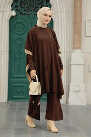 Brown Hijab Knitwear Triple Suit 33850KH - 2