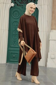 Brown Hijab Knitwear Triple Suit 33850KH - 1