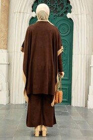 Brown Hijab Knitwear Triple Suit 33850KH - 6