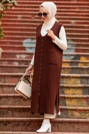 Brown Hijab Knitwear Vest 3324KH - 1
