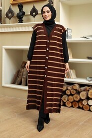 Brown Hijab Knitwear Vest 3396KH - 1