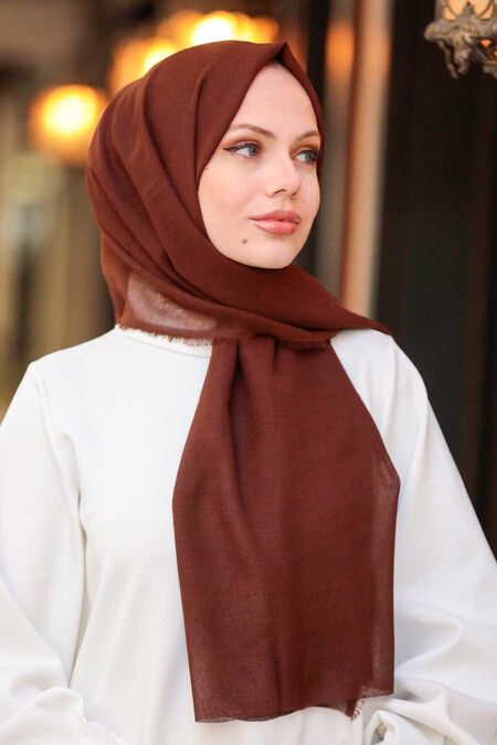 Brown Hijab Shawl 43270KH - NEVA STYLE
