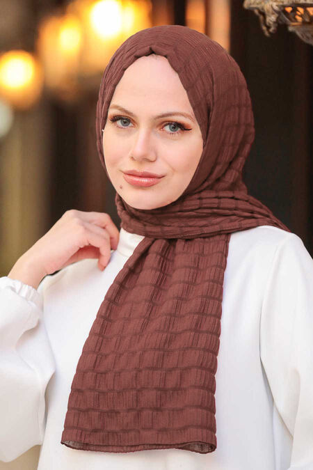 Brown Hijab Shawl 51051KH - NEVA STYLE