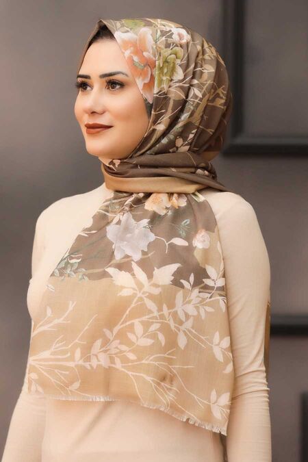 Brown Hijab Shawl 7565KH - NEVA STYLE