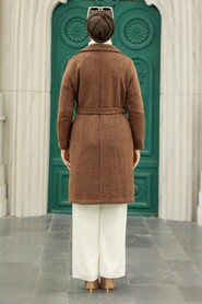 Brown Hijab Stamp Coat 5825KH - 5