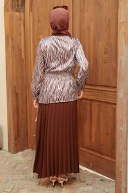 Brown Hijab Suit Dress 1607KH - 4