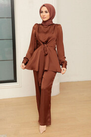 Brown Hijab Suit Dress 3457KH - 1