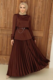 Brown Hijab Suit Dress 34621KH - 1